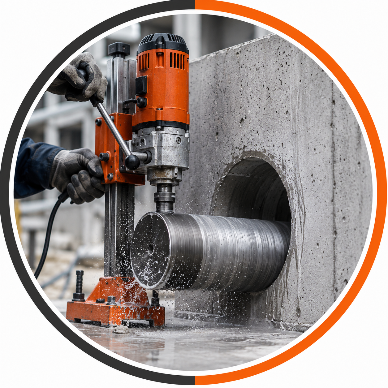 Core drilling in progress by Raju Core Cutting Services